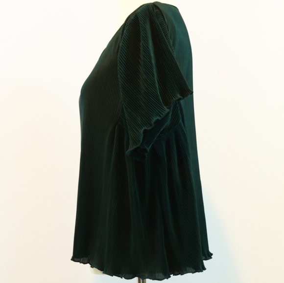 Lumiere Hunter Green Mini Accordion Pleated Top - Picture 5 of 8